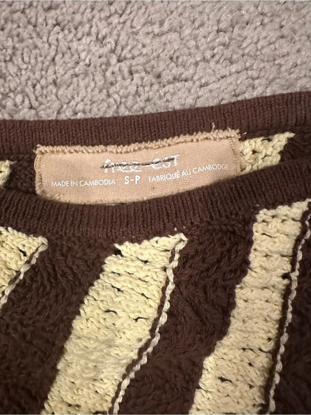 Free‎ People crochet set co-ord matching set pants knit cozy boho striped Small